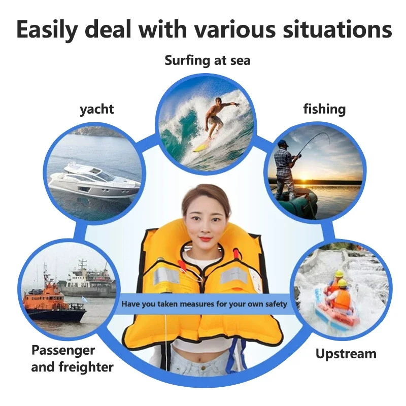Inflatable Life Jacket Professional Adult Swiming Fishing Life Vest Swimwear Water Sports Swimming Survival Jacket Manual type