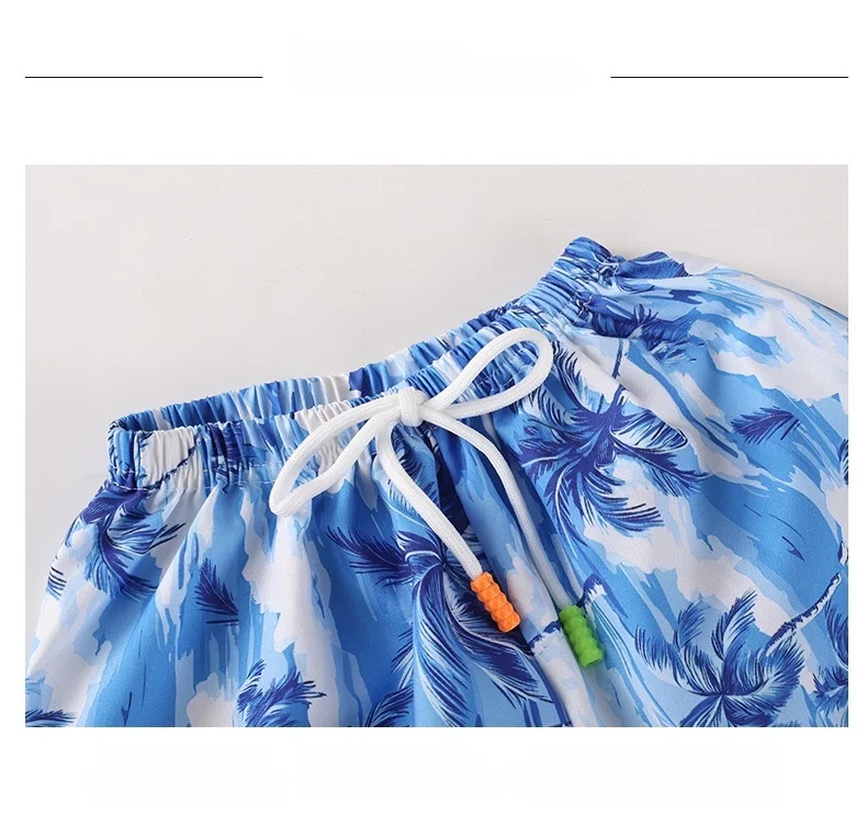 Kids Swim Trunks Summer Cartoon Prints Beach Shorts for Boys Vacation 1-8Y Children Quick Dry Pants Vacation Wear