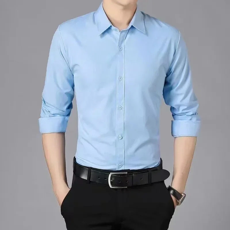 

XX346shirt men's long-sleeved Korean version slim business casual formal pure white shirt professional work handsome inch
