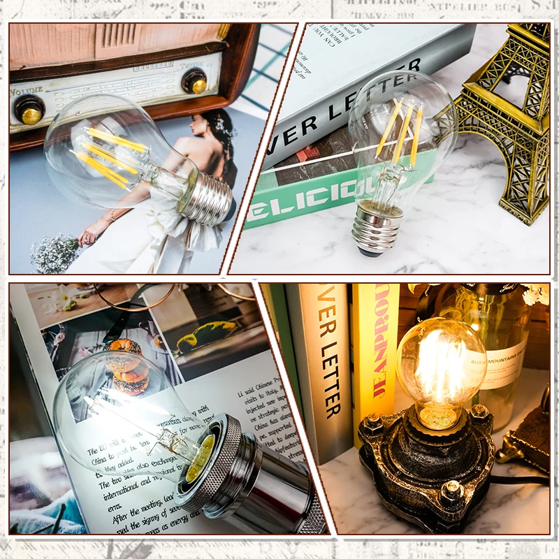 E14 E27 LED 전구 3 W 4W 6W 8W LED 전구 램프 E14 LED 필라멘트 빛 유리 공 개/몫 전구 C35 A60 G80 G95 G125 G125