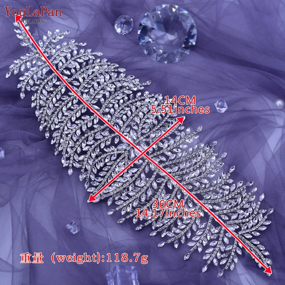 YouLaPan HP426 웨딩 헤어 밴드 라인 석 브라 이어 헤드 피스 수제 크리스탈 리프 웨딩 헤어 티아라 브라 헤어 액세서리