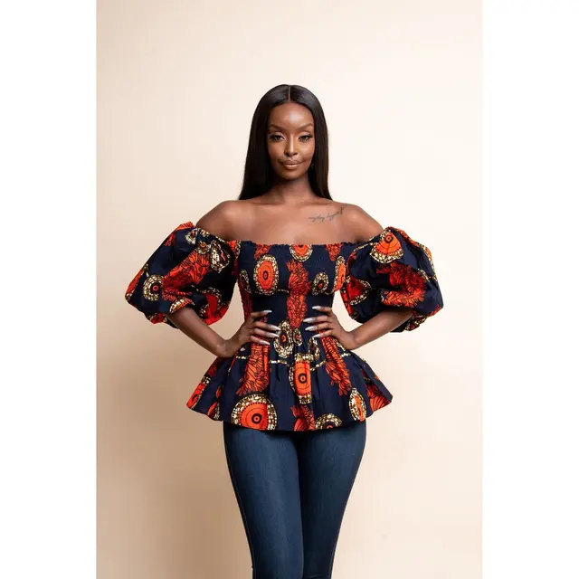 Simisola Lantern Sleeve Print Top - Image 5
