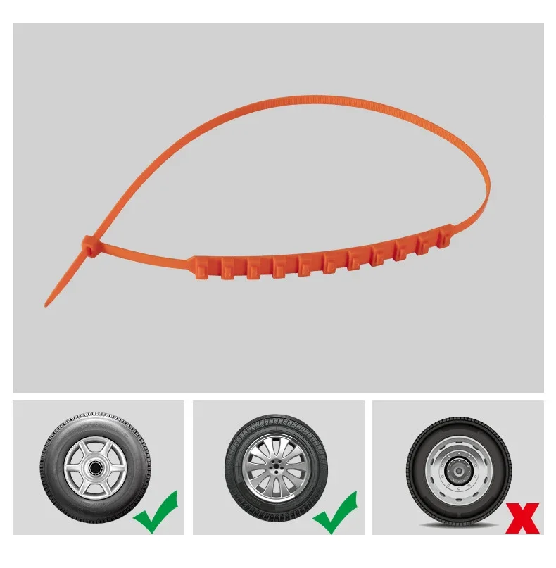 10Pcs Snow Chain Cable Tie Nylon PE Car Non-slip Chain Mat Anti Skid for Universal Tire SUV Wheel Tyre Rainy Day Belt Band