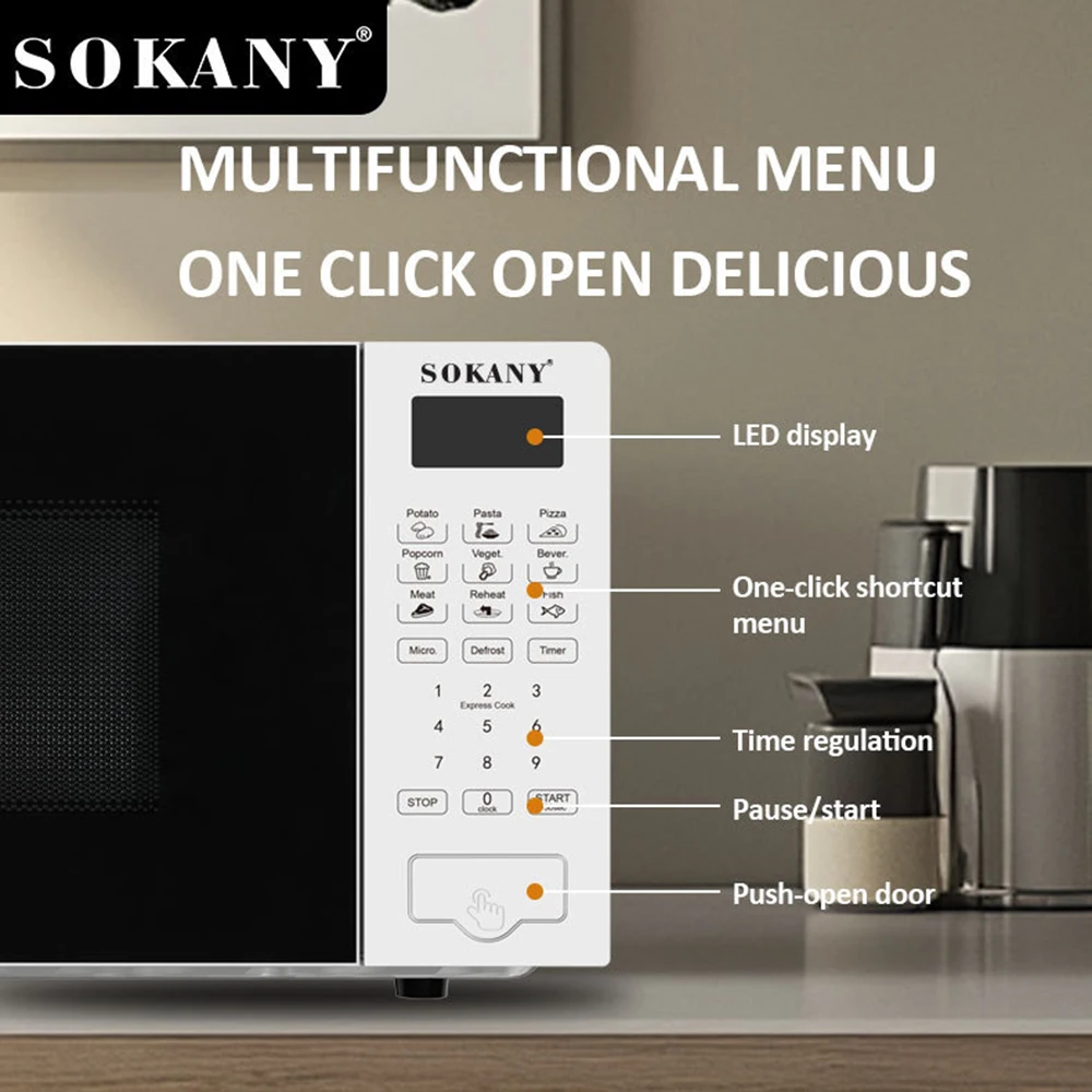 Electric Oven Microwave 20 Liter Large Capacity Inverter Oven Touch Controls Heat Leftovers Cook Fast Food 4