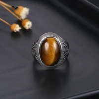 Natural Tiger Eye Moonstone Ring for Women S925 Silver Jewelry 10x14MM Large Turquoise Lapis Retro Wedding Party Ring
