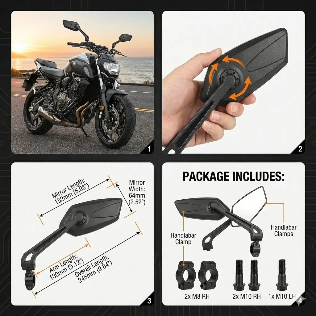 KYMCO AK550 ak550 AK 550 2017-2023 2024 2025 2026 용 오토바이 백미러 조절식 사이드 미러 액세서리