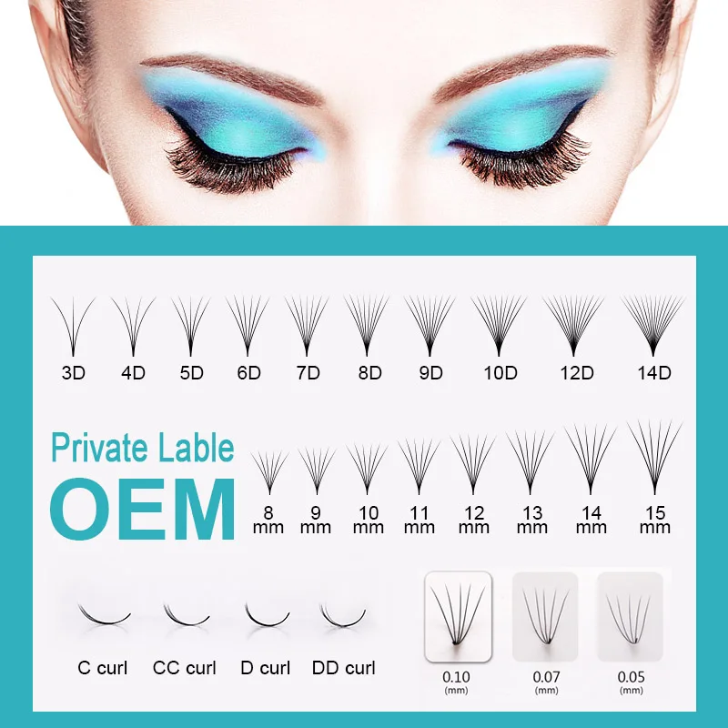 500 Fans Premium Slim Narrow Stem Sharp Volume Loose Lashes Thin Pointy Base Volume Premade Loose Fans Lash Eyelash Extensions