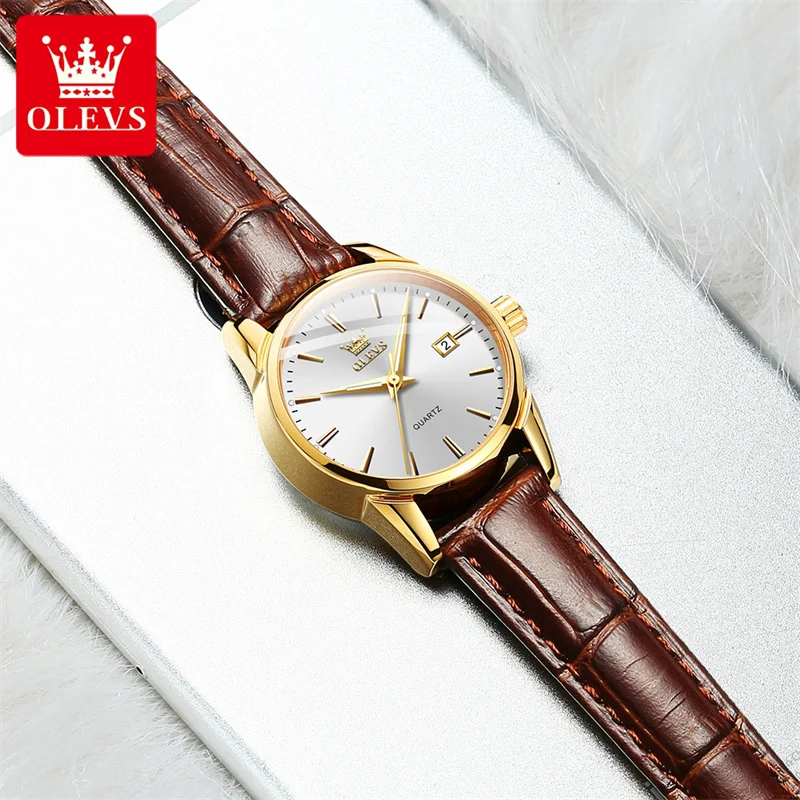 OLEVS Brand New Fashion Womens Watches Top Brand Luxury Leather Waterproof Date Quartz Watch for Women Clock Relogio Feminino