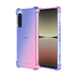 Shockproof Gradient Airbag TPU Protective Clear Case Cover for Sony Xperia 10 V (Blue Pink)