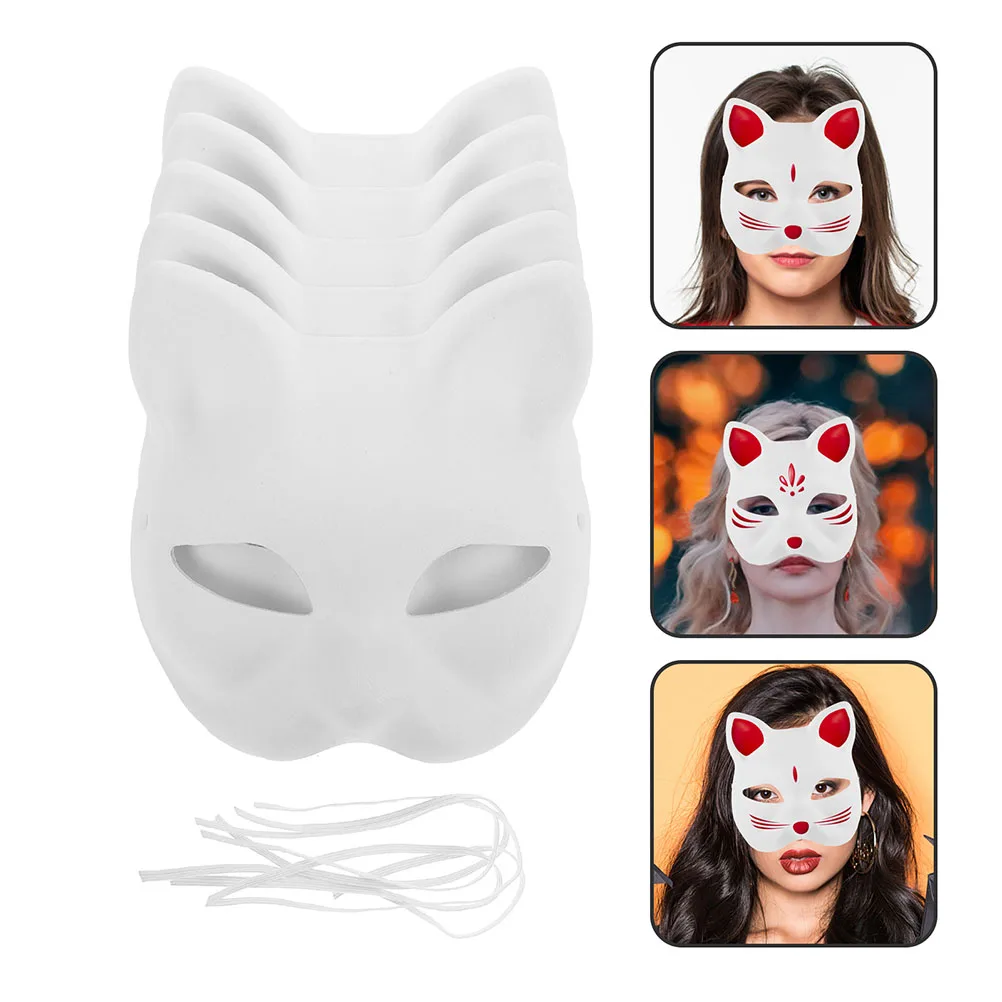 7PCS Blank Cat Masks Unpainted Paper Masks DIY Painted Animal Masks ...