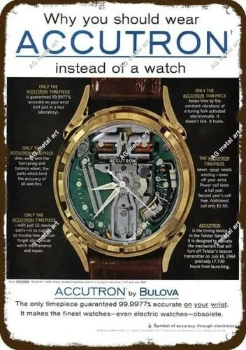 Vintage 1962 Accutron Bulova Spaceview Watch Vintage Look Replica Metal Tin Sign Wall Art Home Decor Poster Wall Decor