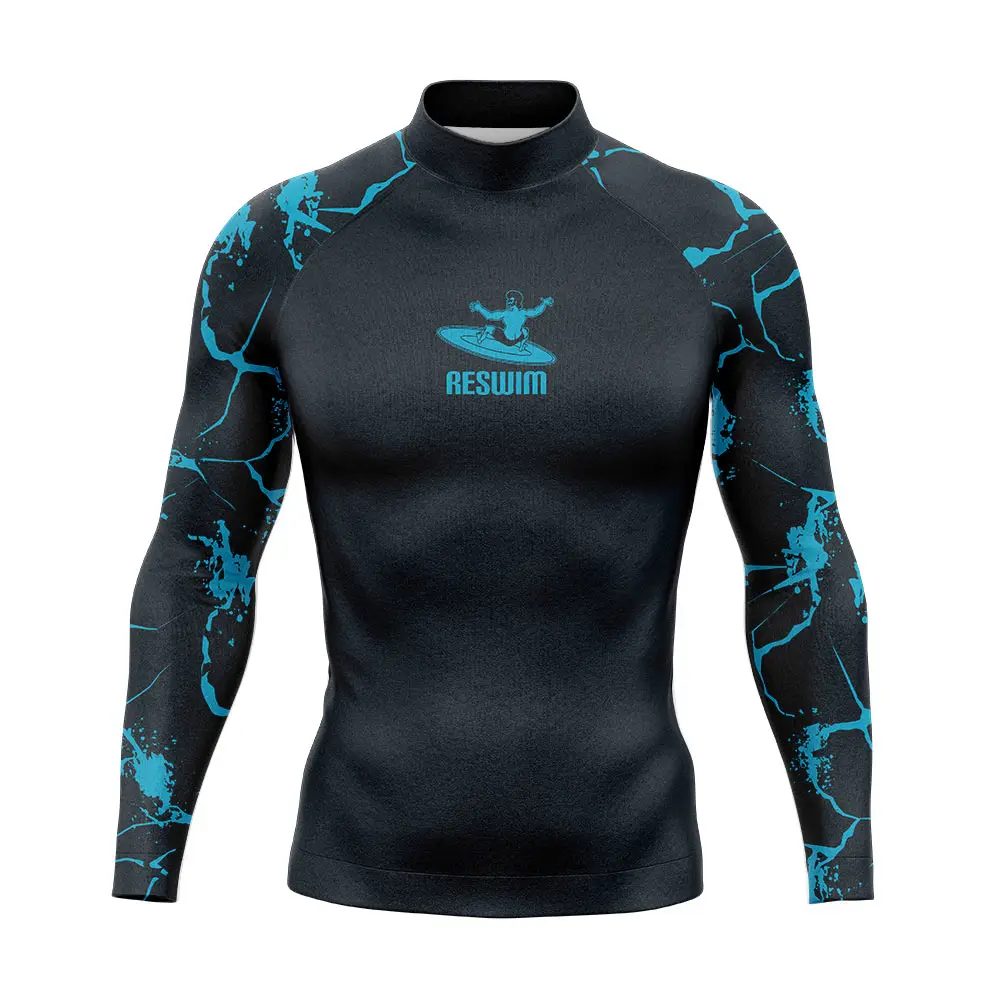 2023 Men's Rash Guard Surfing Diving Swimwear Long Sleeve T-shirts UV Protection Swimsuit Swimming Shirt Beach Clothes Rashguard