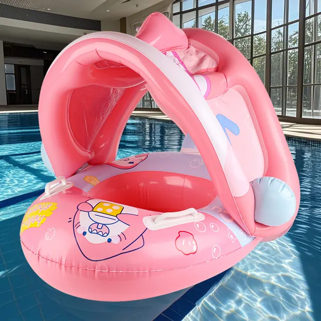 1PC Blue & Pink Thickened Inflatable Seat Ring with Underarm Float Design, Summer Pool & Beach Party Essential for Kids 1