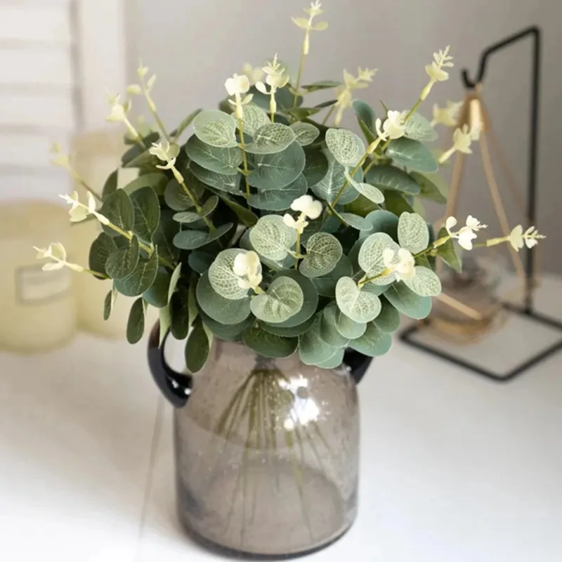 20PCS Artificial Eucalyptus Leaves - Realistic Silk Greenery Stems for Vase Fillers,Wedding/Christmas Home Decor No Maintenance