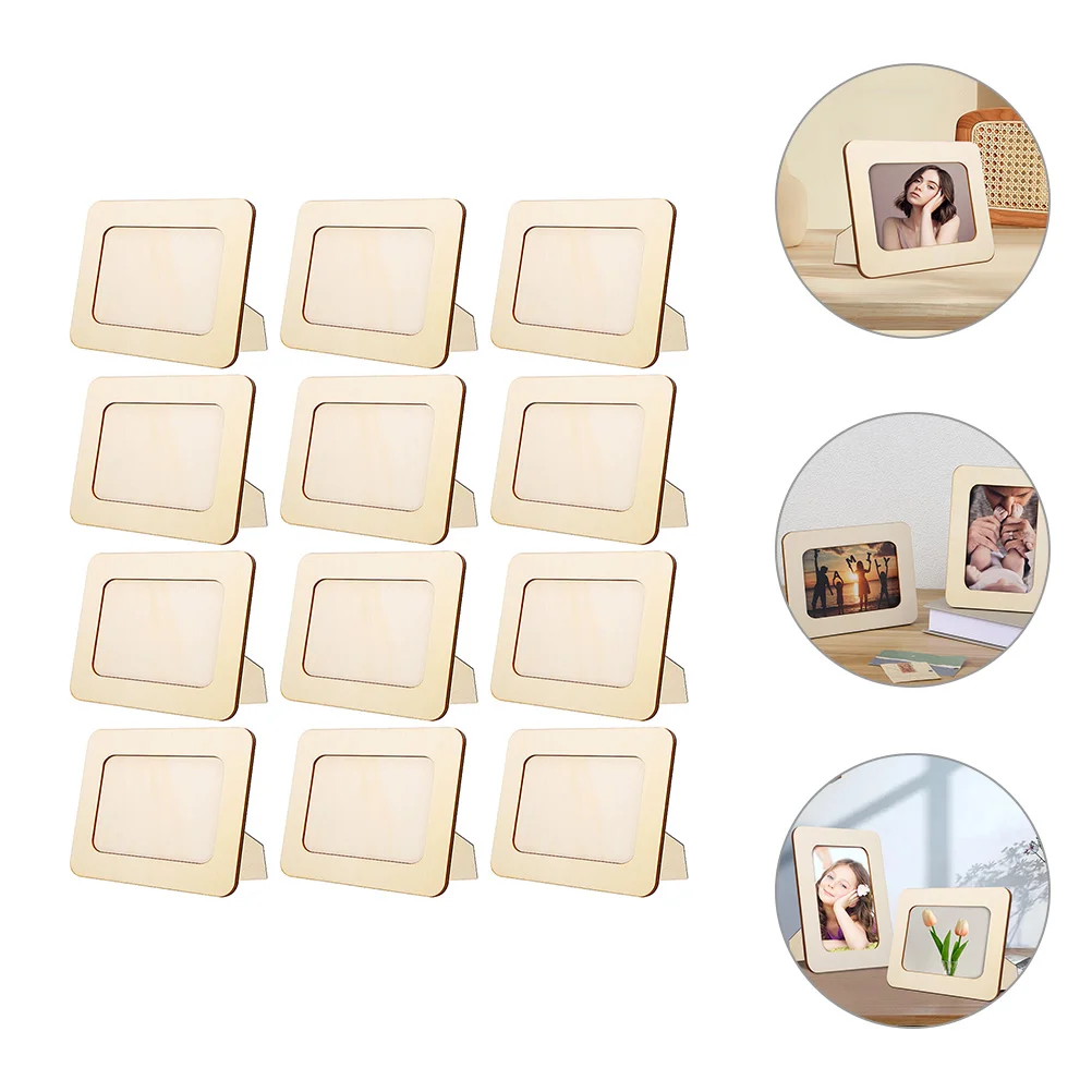 

12 Pcs DIY Wooden Picture Frame Unfinished Photo Vertical Desktop Frames Home Child Kids Crafts