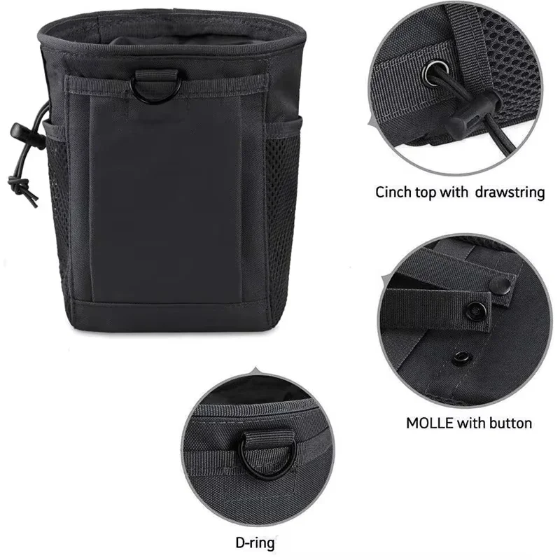 Tactical Molle Pouch Drawstring Magazine Dump Pouch Adjustable Utility Belt Waist Pack Hip Holster-Bag Outdoor Storage Bag