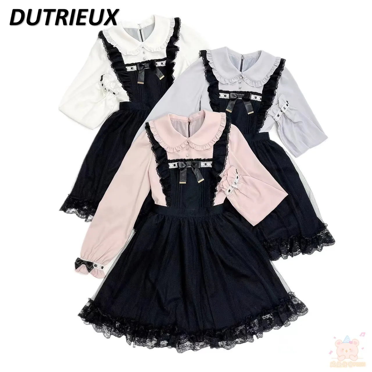 

SC Dresses Women Autumn New False Two-Piece Patchwork Lace Gauzy Dress Mine Series Mass-Produced Sweet Lolita Long Sleeve Dress