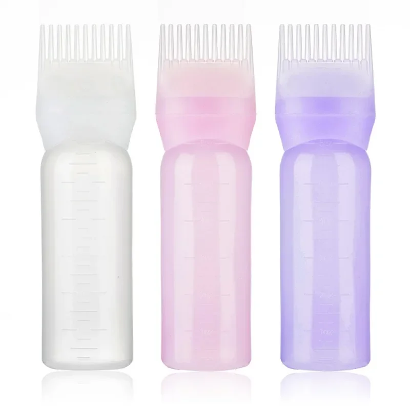 Hair Dye Applicator Bottle 120ml Multicolor Plastic Refillable Comb Dispensing Salon Hair Coloring