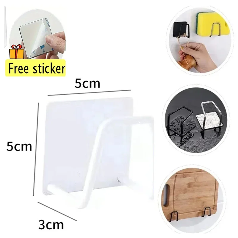 Uchwyt na gąbki kuchenne ze stali nierdzewnej, ociekacz do gąbek do zlewu, samoprzylepny organizer do przechowywania, haczyki ścienne, organizer kuchenny