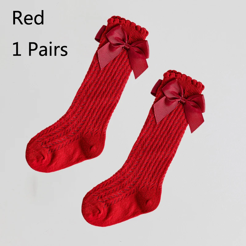 Spring Summer 2025 Autumn Children Kids Thin Stockings Baby Girls Toddler Clothing Stretch Bowknot Lace Socks