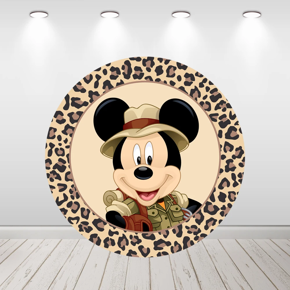 Mickey Safari Rodada Círculo Backdrops Capa para Menino e Menina Minnie Mouse Banner Decoração de Festa de Aniversário Tampas de Parede - Image 4