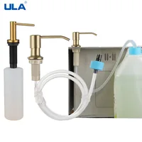 ULA Gold Kitchen Sink Liquid Soap Dispenser Liquid Soap Bottle Sink Mount Stainless Steel Head Hand Press Dispenser Bottle 1
