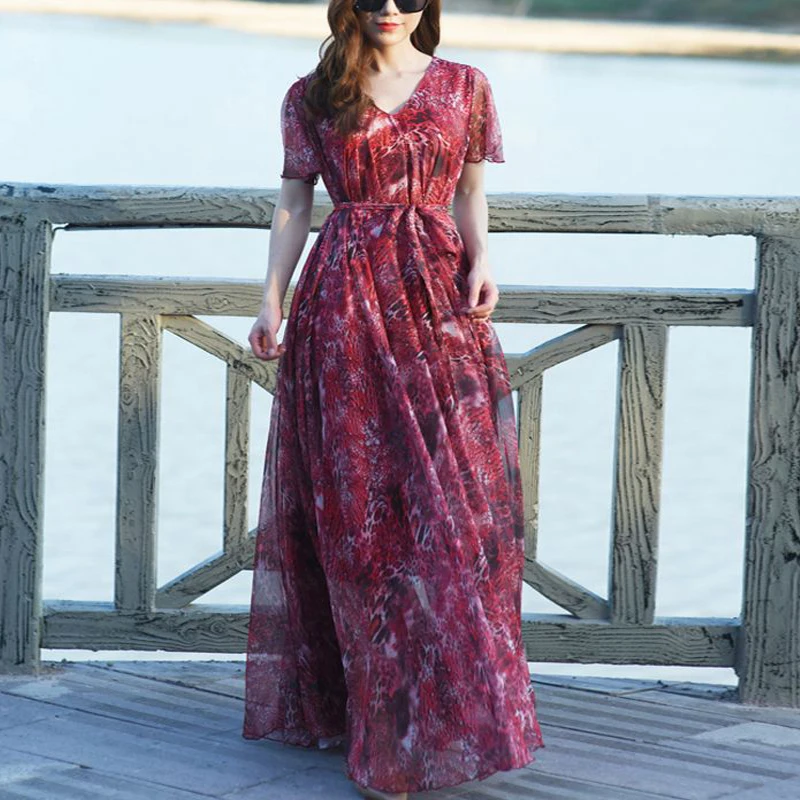Vestido De Manga Larga Elegante Y Sexy Con Dos Capas De Volantes Con Estampado Abstracto De Leopardo Para Mujer P 42894718