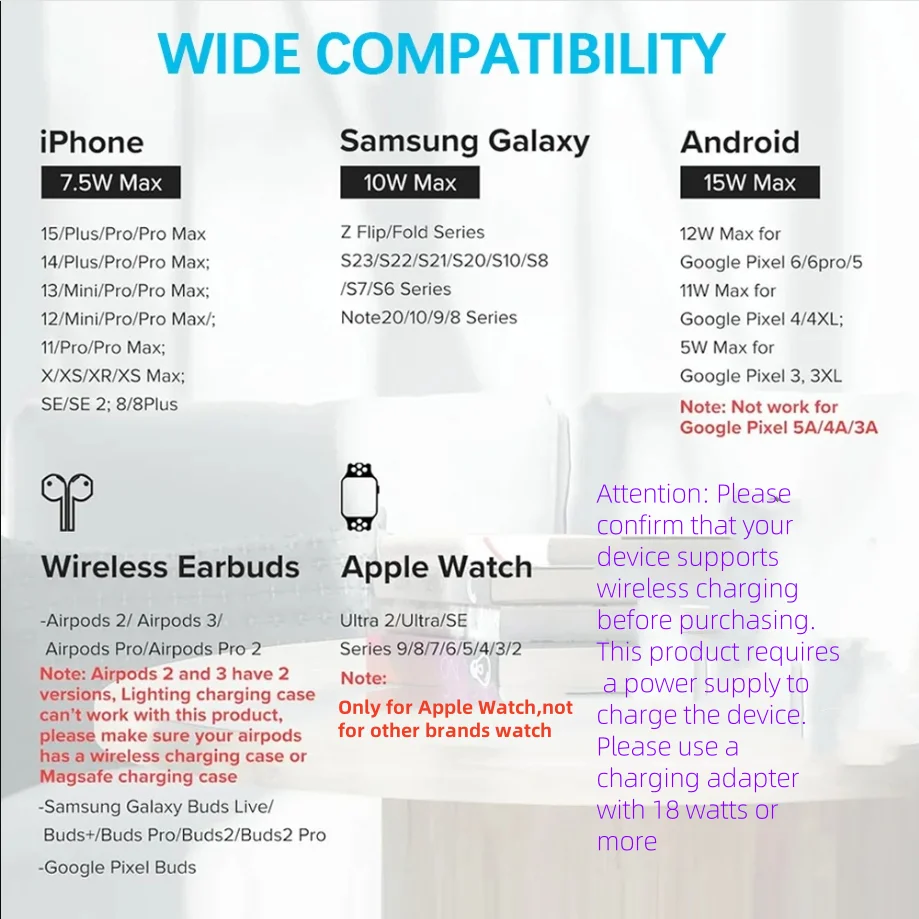 30W 3 in 1 Foldable Wireless Charging Station for iPhone 16 15 14 13 12 11 Apple Watch 9 8 7 6 5 Airpods Pro/3