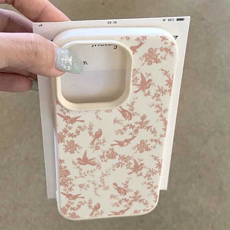 Pink Small Flowers Lichee Pattern Silicone Shockproof Phone Case Cover