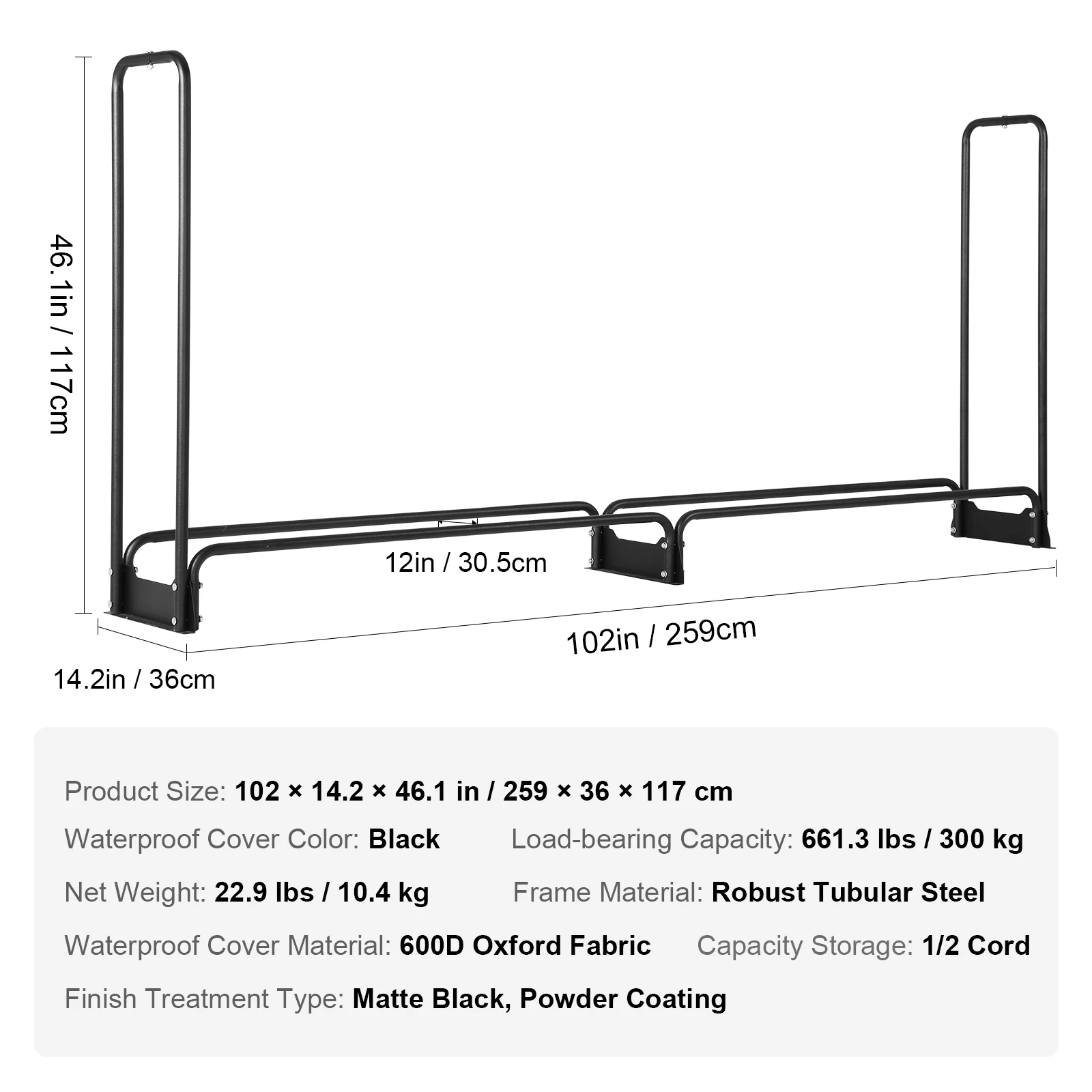 102x12x46in