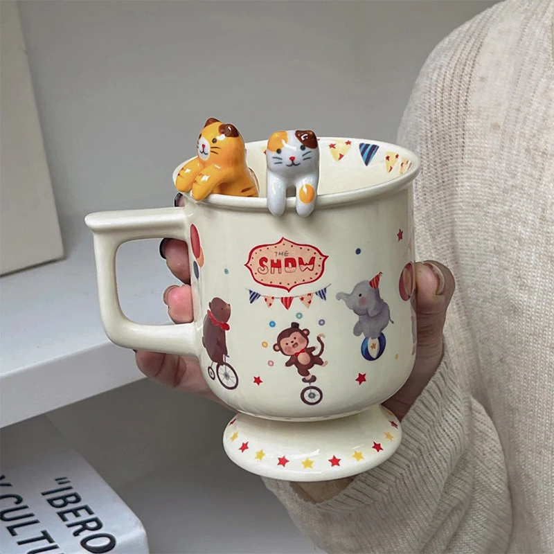 

Kawaii Instagram керамическая кружка Мультяшные милые животные цирковые молока кофейная чашка винтажные звезды сок Вино Кубок французский послеобеденный чай чашка подарок