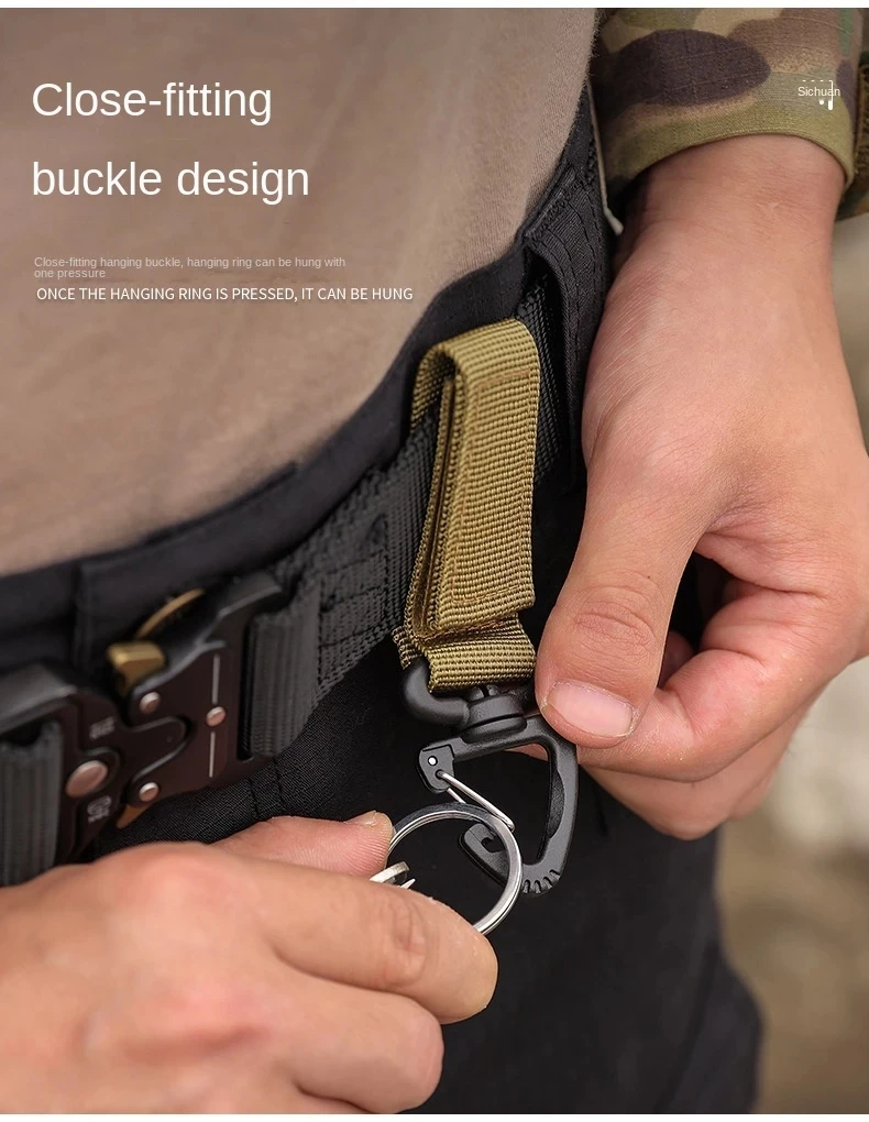 Carabiner Belt Clip Tactical Molle Webbing Clip Hanging Key Hook Clamp Nylon Ribbon Keychain Backpack Clasp