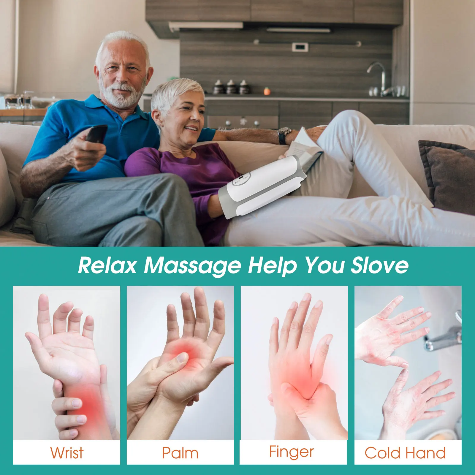 Hand Massager Acupoint Arthritis Heated Physiotherapy Air Compression Massage Palm Massager Finger Wrist Spa Relax Pain Relief