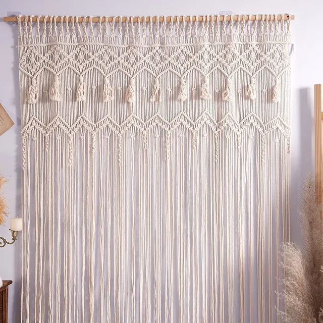 Handmade Cotton Rope Woven Curtain Tassel Tapestry Decorative Door Curtains Homestays Wall Creative Background Partition Curtain 3