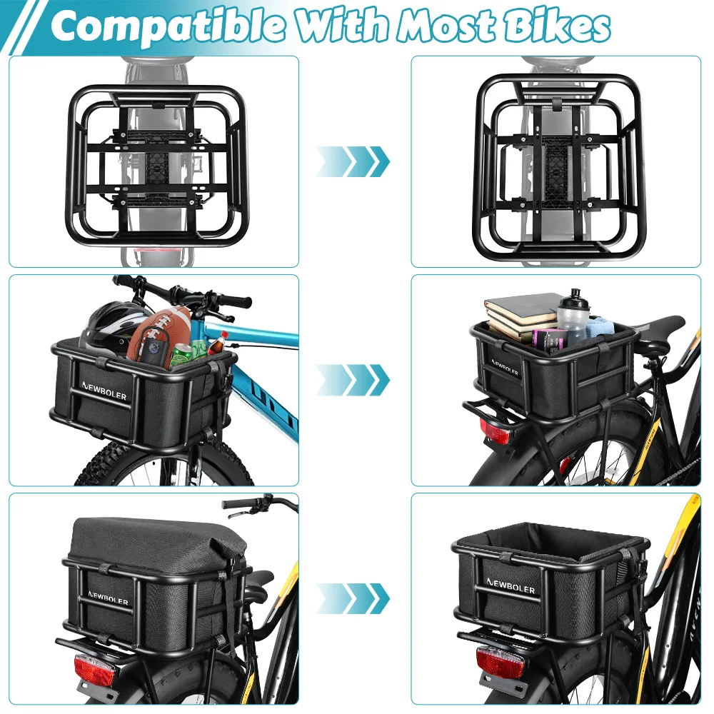 Hinterer Fahrradkorb Fahrrad-Gepäckträgertasche Schnellverschluss E-Bike-Korb Fahrradkörbe für den Gepäckträger für Outdoor-Reisen und Einkäufe – Detail 10