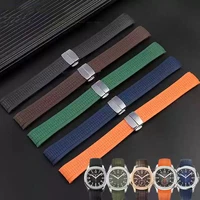 High Quality Soft Rubber Watch Band Aquanaut Fits For Patek Philippe Silicone 5164A 5167A 5168A Folding Buckle Watch Strap 21mm