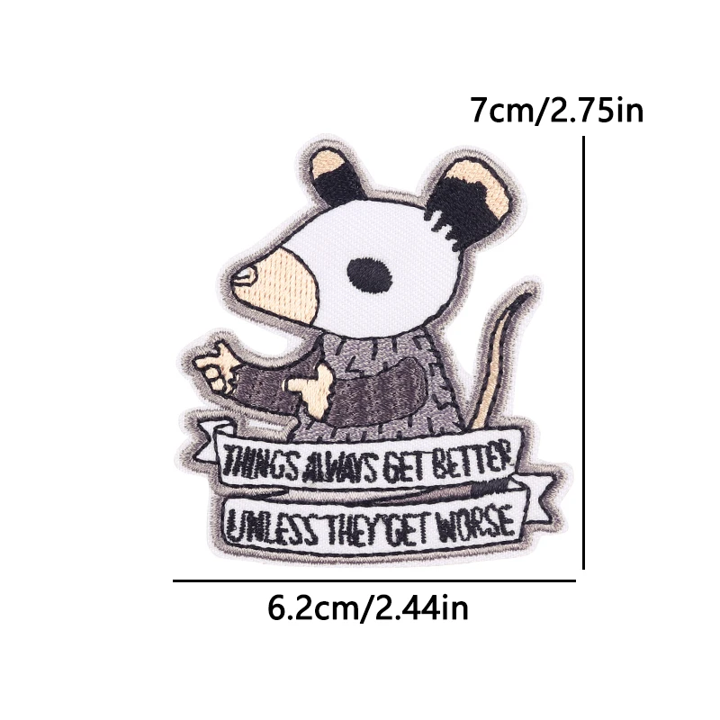 Animal Cat Possum Fox Patch Cartoon Embroidery Patch Iron On Patches For Clothing Thermoadhesive Patches On Clothes Sewing Badge