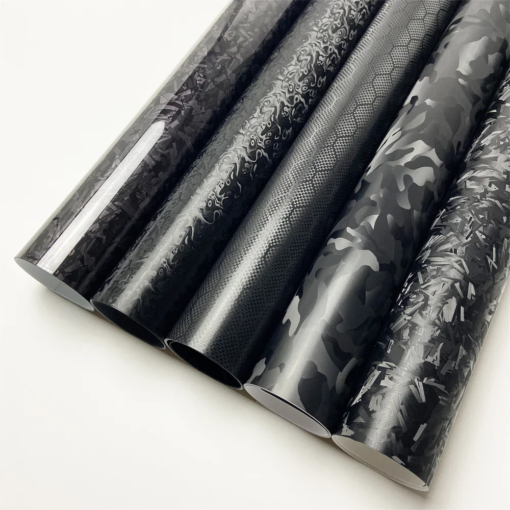 Glossy Black Cosmic Hex Forged Carbon Fiber Vinyl Wrap for Vehicle Accessories