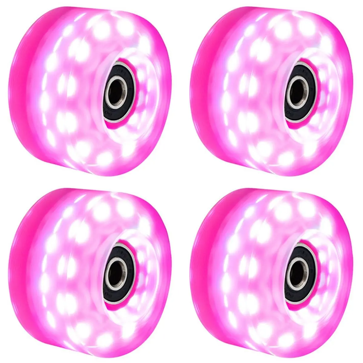 Y49A-4 Pcs 롤러 스케이트 휠 58Mm X 32Mm 빛나는 쿼드 롤러 스케이트보드 롤러 스케이트 라이트 업 휠 핑크