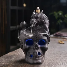 

Purple Clay New Aromatherapy Dragon Skull Halloween Home Decoration Sandalwood Back Flow Incense Furnace Censer Incense Burner