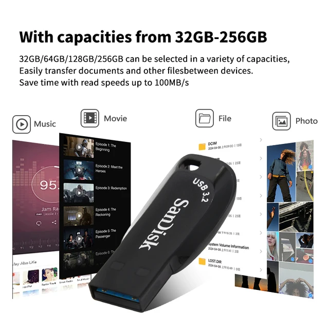 SanDisk Ultra Shift USB 3.2 флэш-накопитель 32 ГБ 64 ГБ 128 ГБ 256 ГБ портативный флэш-накопитель для компьютера оригинальная память U диск 5
