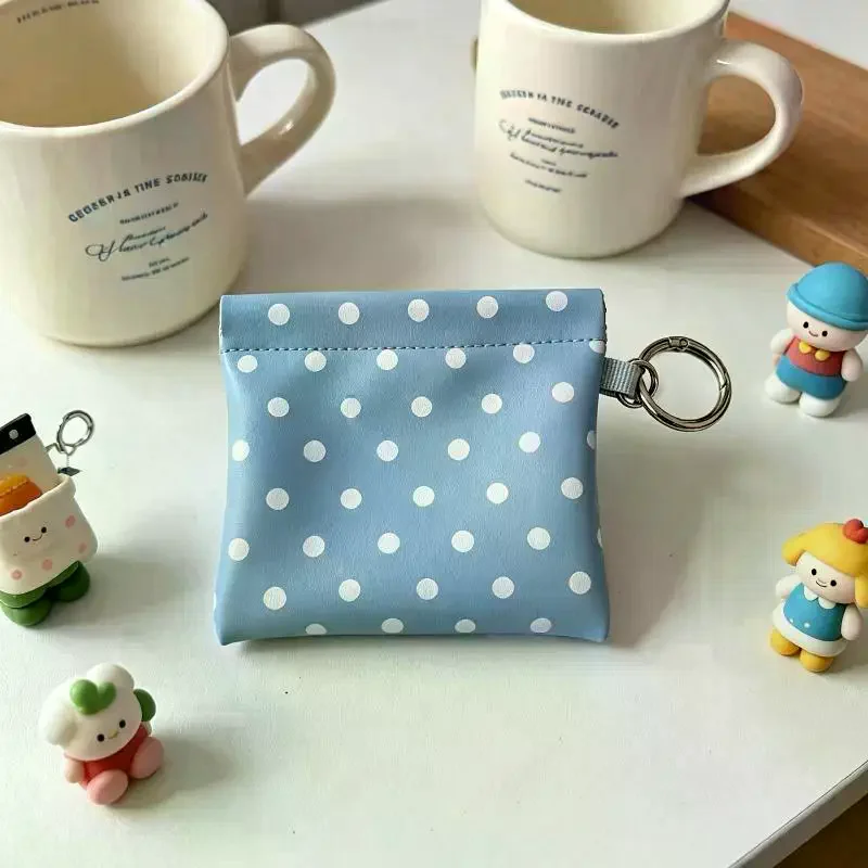 Portamonete in Pelle PU a Pois Sottile e Portatile con Portachiavi Integrato, Contiene Monete, Rossetti e Piccoli Oggetti Essenziali - immagine 4