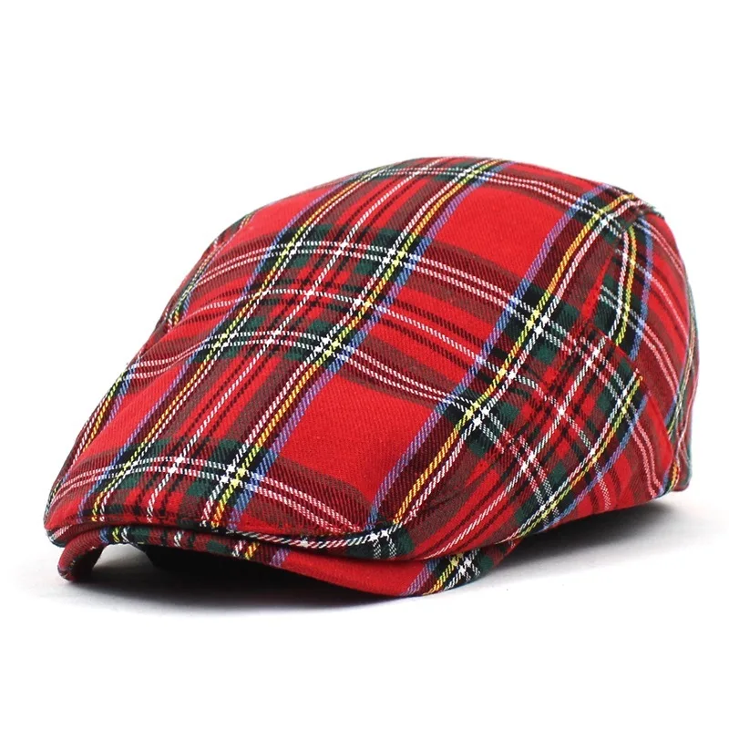 golf beret cap Women Plaid Berets Hat Men French Style Cap Cotton Plaid Visors Red Green Blue Duckbill Herringbone Flat Cap Ladies Winter Hat men's french beret Berets