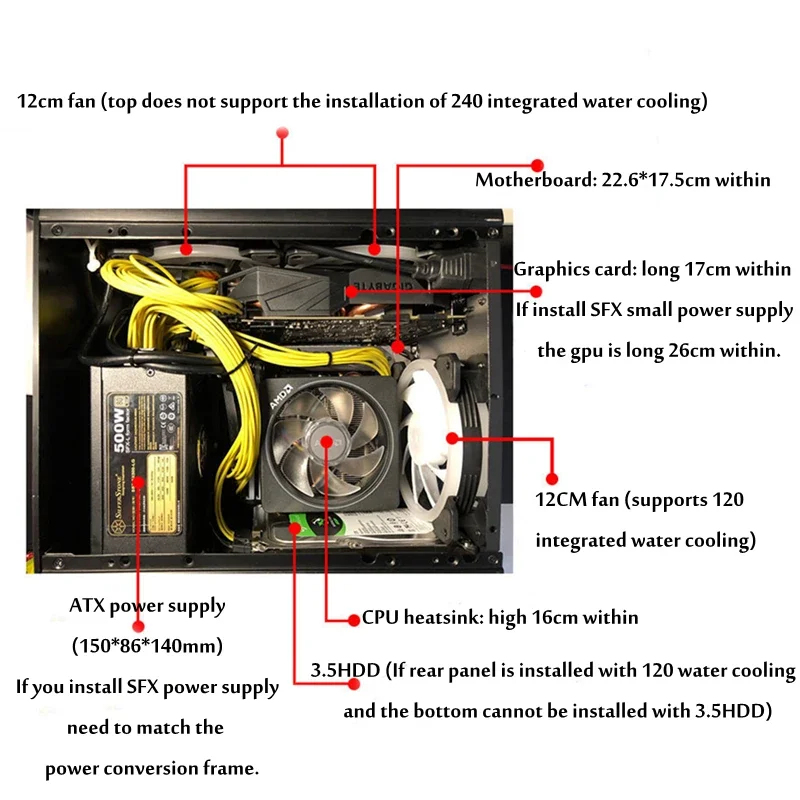 PC Gamer Case Desktop Micro Air Chassis For ITX Motherboards ATX Gabinete All-aluminum Frame Computer Cooling Case