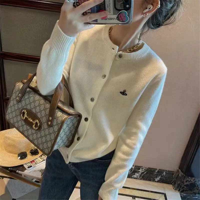여성용 O-넥 자수 캐시미어 가디건, 한국 버전, 인기 패션, 가을 및 겨울, 패션 상의, 신상