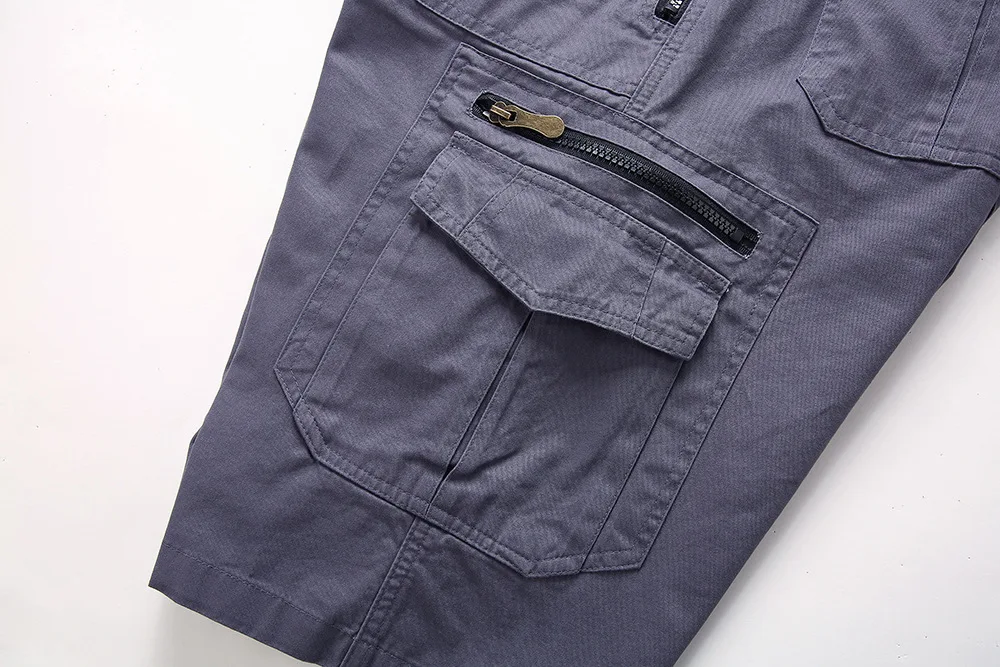 Knee ength Cargo Men Summer Casual Cotton Multi Pockets Breeches Cropped Short Trousers Military Camouflage Shorts_voghion.com