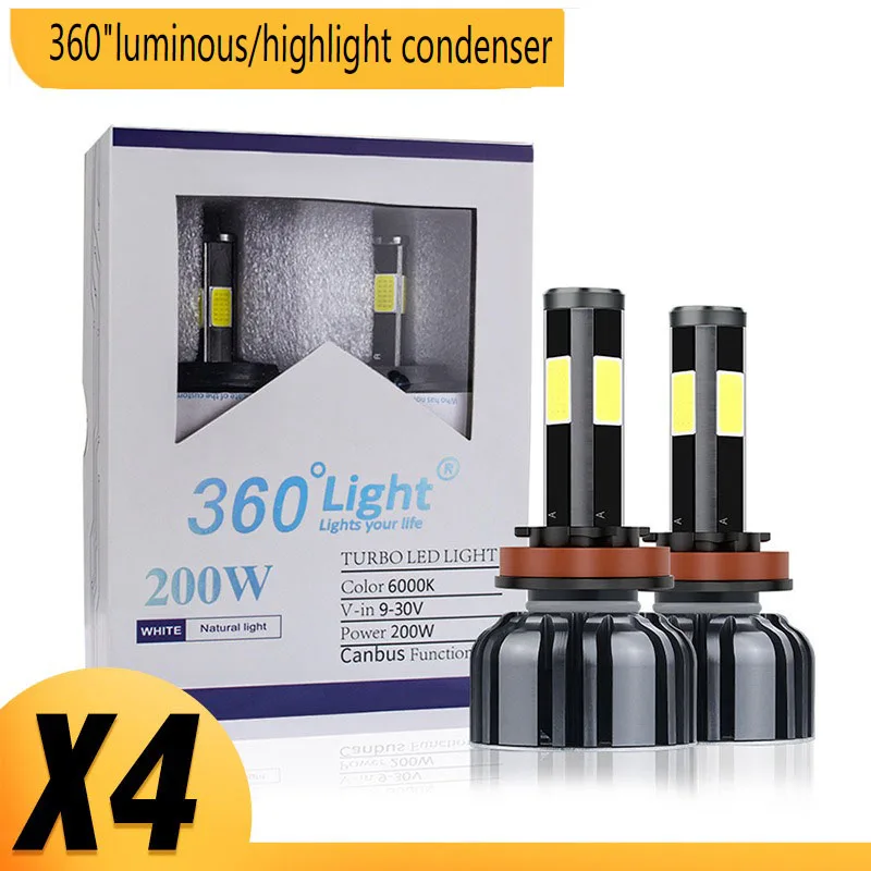 Upgrade Your Car Lights with X4 LED Headlight Bulbs-Super Bright 8000LM H1 H3 H7 H11/H8/H9 9005/HB3/H10 9006/HB4 9012
