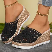 Chaussures femmes sandales été mode chaussures compensées femme respirant femmes sandales glisser chaussures souples femme sandales à talons hauts 1