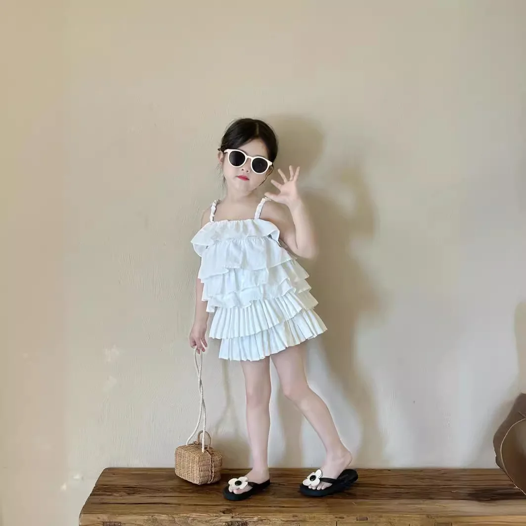 

Girls Suits Children 2024 New Spring and Summer Clothes Children Girls Two-piece Set Simple Casual Style All-match Suits