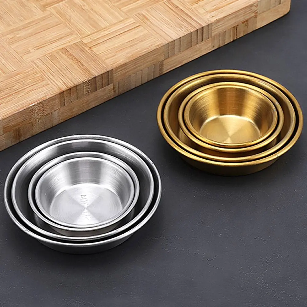 Sushi Dipping Sauce Dishes Mini Appetizer Plates 304 Stainless Steel Seasoning Tray 7/8/10/11cm Bowl Sauce Plate 1Pcs